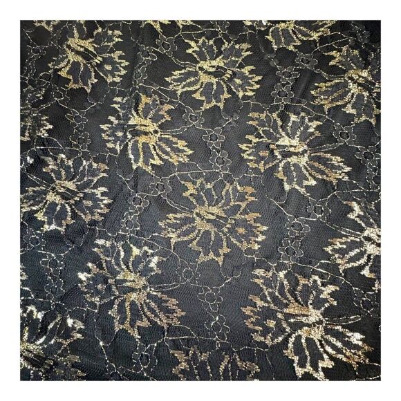 Anneliese Womens Floral Lace Top M Black & Gold Short Sleeve Johnny Was NEW - Picture 2 of 6